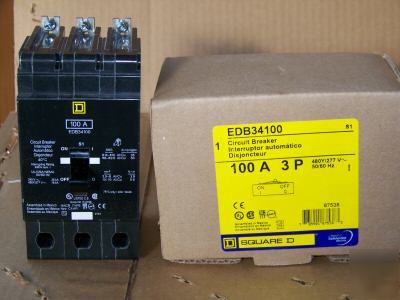 New square d EDB34100 3POLE 100AMP 480V circuit breaker 