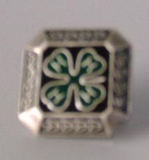 Pewter? with green 4 h club tie tack hat pin