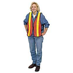 New wise safety vest orange fluorescent one size mesh 