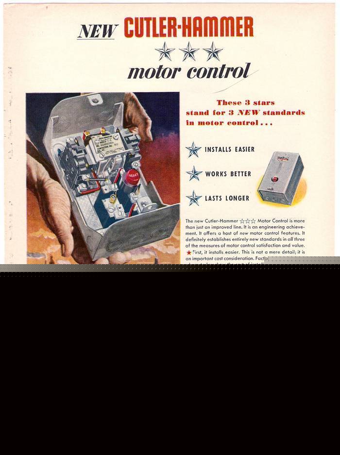 1953 cutler-hammer motor control original vintage ad