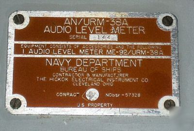 Hickok me-92/urm-38A audio level / watt meter w/ leads
