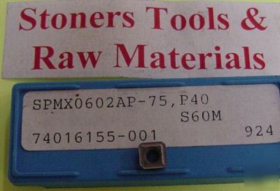 New 6 pic. SPMX0602AP-75 P40 carboloy inserts $63.30 