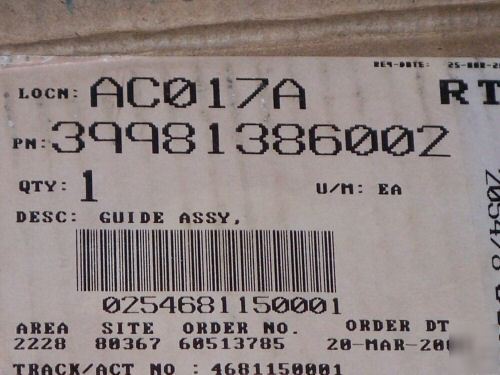 New unisys turn guide assembly assy 39981386-002 