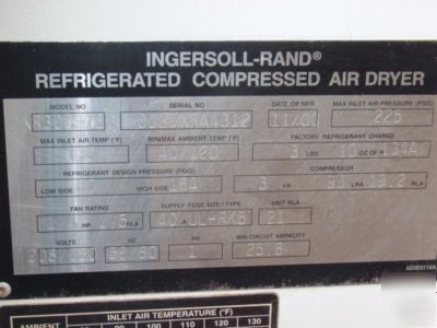 Ingersoll-rand DXR300 refrigerated compressed air dryer