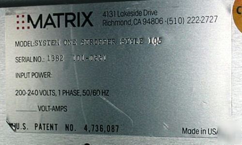 Matrix system 1 model 105 6 inch stripper / asher 