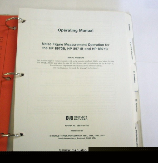 Hp 8970B noise measurement operation operating manual