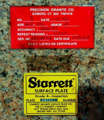 Starrett pink granite inspection plate 5' x 5':