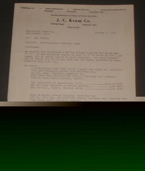 Asbestos tri-clover pump quote flyer catalog curve