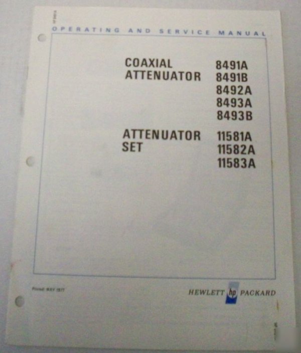 Hp 8491A/b, 8492A & 8493A/b op & svc manual