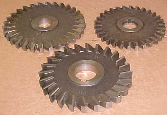 Lot of 3 plain tooth side milling cutters 11/32 to 1/2