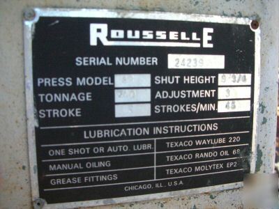 Rouselle 4B 40 ton stamping press parts only machine