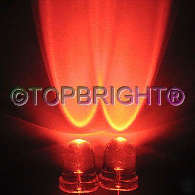 New 1000 pcs 8MM wide angle 45KMCD red led f/r 40Â° 