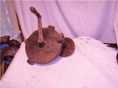 Vintage bench hand grinder with wheel