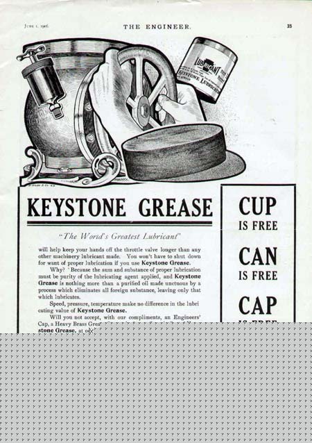 1906 keystone lubricating co ad-keystone grease 704A
