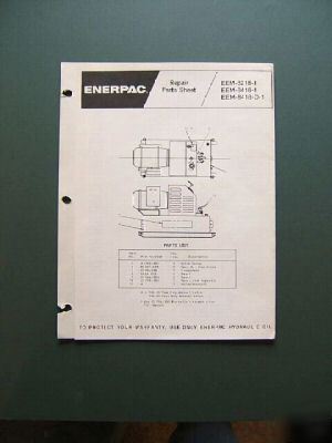 Enerpac eem-8218-1 eem-8418-1 pump repair parts sheet