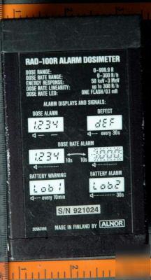 Alnor rad-100R alarming dosimeter alarms on dose & rate