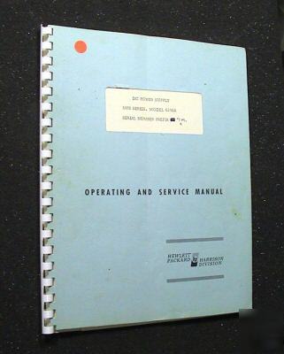 Hp - agilent 6291A original operators - service manual