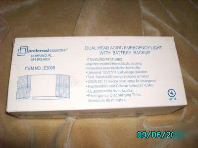 New - dual head ac/dc emergency light w/ battery backup