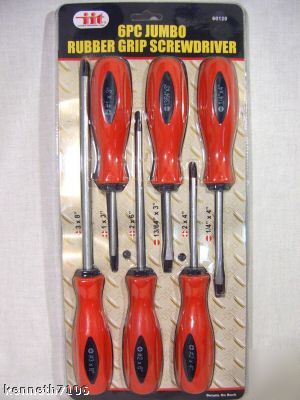 Iit 6PC jumbo rubber grip phillips flat screwdriver set