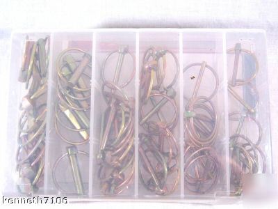 New 50 pc lynch pin assortment grip w/ case spring pins 