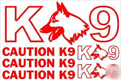 New caution K9 red decal set, sticker, emblem, , 6YR