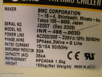 Smc thermo chiller inr-496-003D