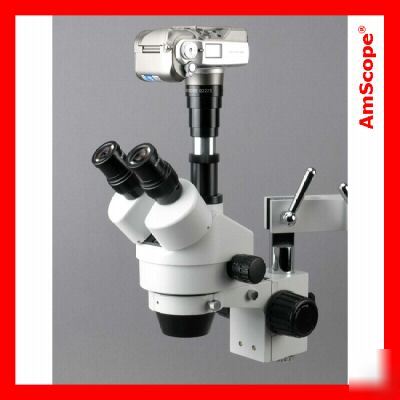 7X-90X trinocular stereo zoom microscope + boom stand
