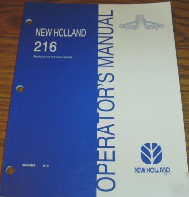New holland 216 unitized rake operator's manual nh