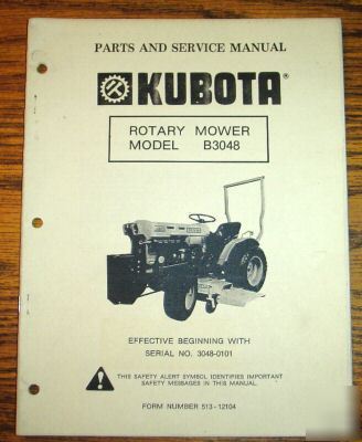 Kubota B6100E/dt & 7100E/dt tractor mower parts catalog