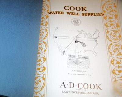 Rare - 1936 cook water well supplies catalog 320