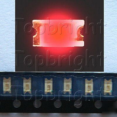 50 pcs 1206 smt smd 300 mcd red led free ship