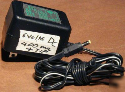 Ac power supply adapter - 6 volts dc 400MA pos tip