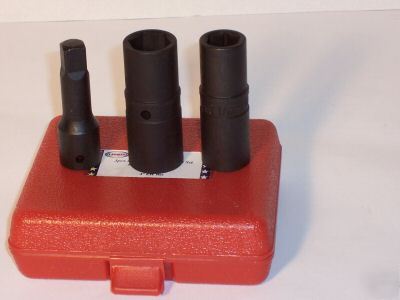 Car 3 pc. flip air impact socket set. lug nut sockets 