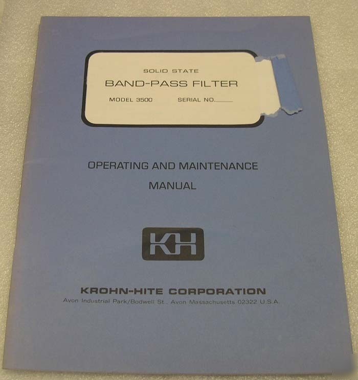Krohn-hite series model 3500 op/maintenance manual