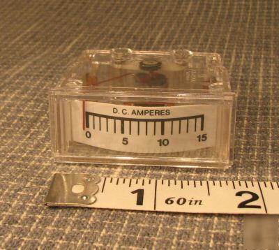 Dc amp meter , analog , panel mount , 0-15 amps