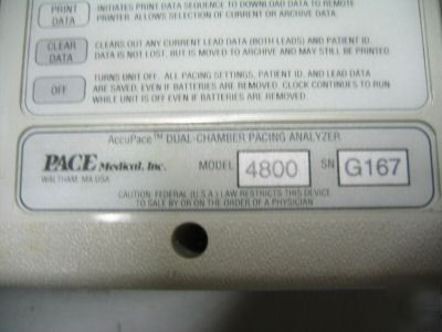 Pace medical inc accupace pacing analyzer mod 4800