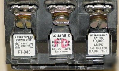 Square d model qob 3 pole 15 amp 240VAC circuit breaker
