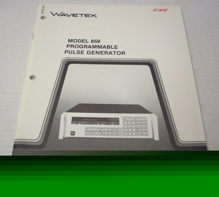 Wavetek 859 programmable pulse gen op manual - $5 ship 