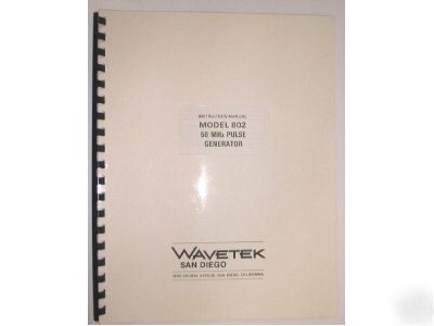 Wavetek 802 50 mhz pulse generator instruction op/svc