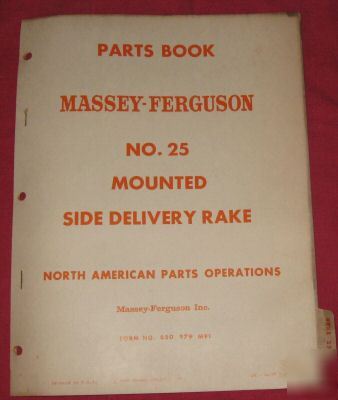  massey-ferguson no 25 side deliver rake parts book
