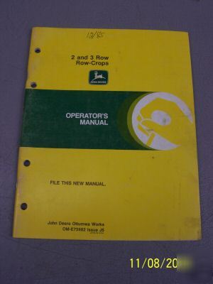 John deere operators manual 2 & 3 row row-crops