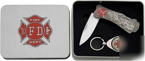Knife firefighter gift tin key chain fireman hero knive