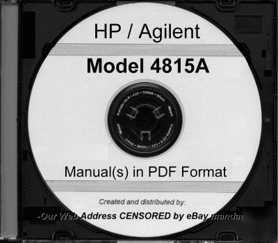 Agilent hp 4815A service and operation manual HP4815A