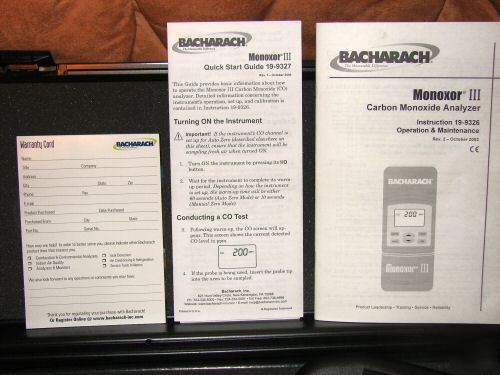 New bacharach monoxor iii carbon monoxide analyzer brand 