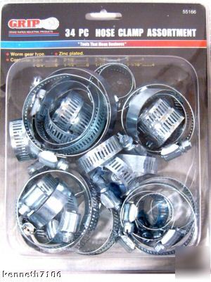 New hose clamp assortment worm gear zink clamps 34 pc