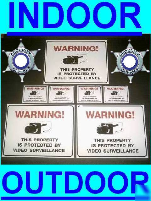 Security cameras warning yard sign lot+adt'l decals 