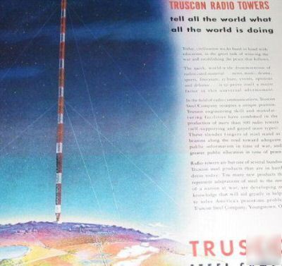 Truscon -republic steel - radio towers art -1942 ad