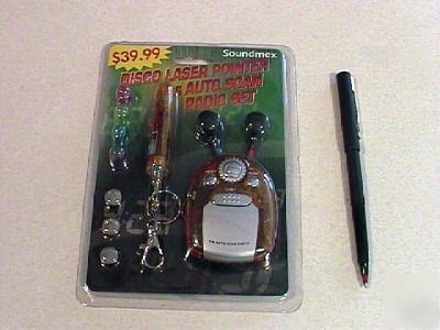 New disco laser pointer & auto scan radio set w/warrant