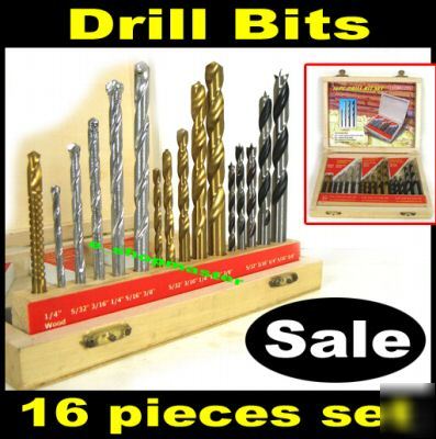 16 pc tungsten titanium precision drill bit set masonry