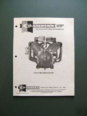 Champion r-30B/R30B air compressor pump owner's guide